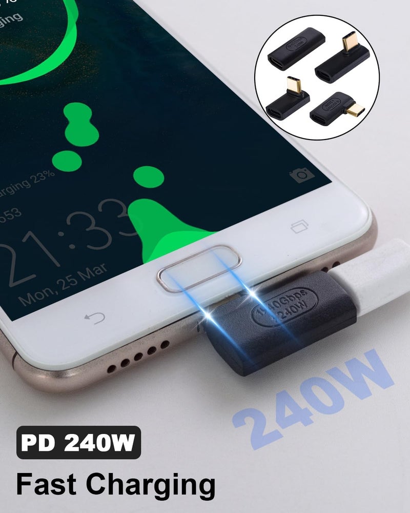 Duttek 90 Degree USB C Adapter, USB C Female to Female Adapter 240W PD, 40Gbps,8K@60Hz Support Thunderbolt 4 Cable for Steam Deck, Laptop, MacBook, iPhone 4 Pack - Image 4